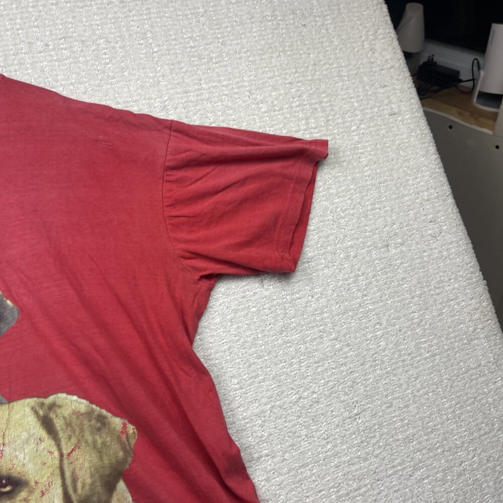 Vintage 90s Labrador Retriever Distressed Graphic Tee Dog Animal Red Men Read - Picture 11 of 16